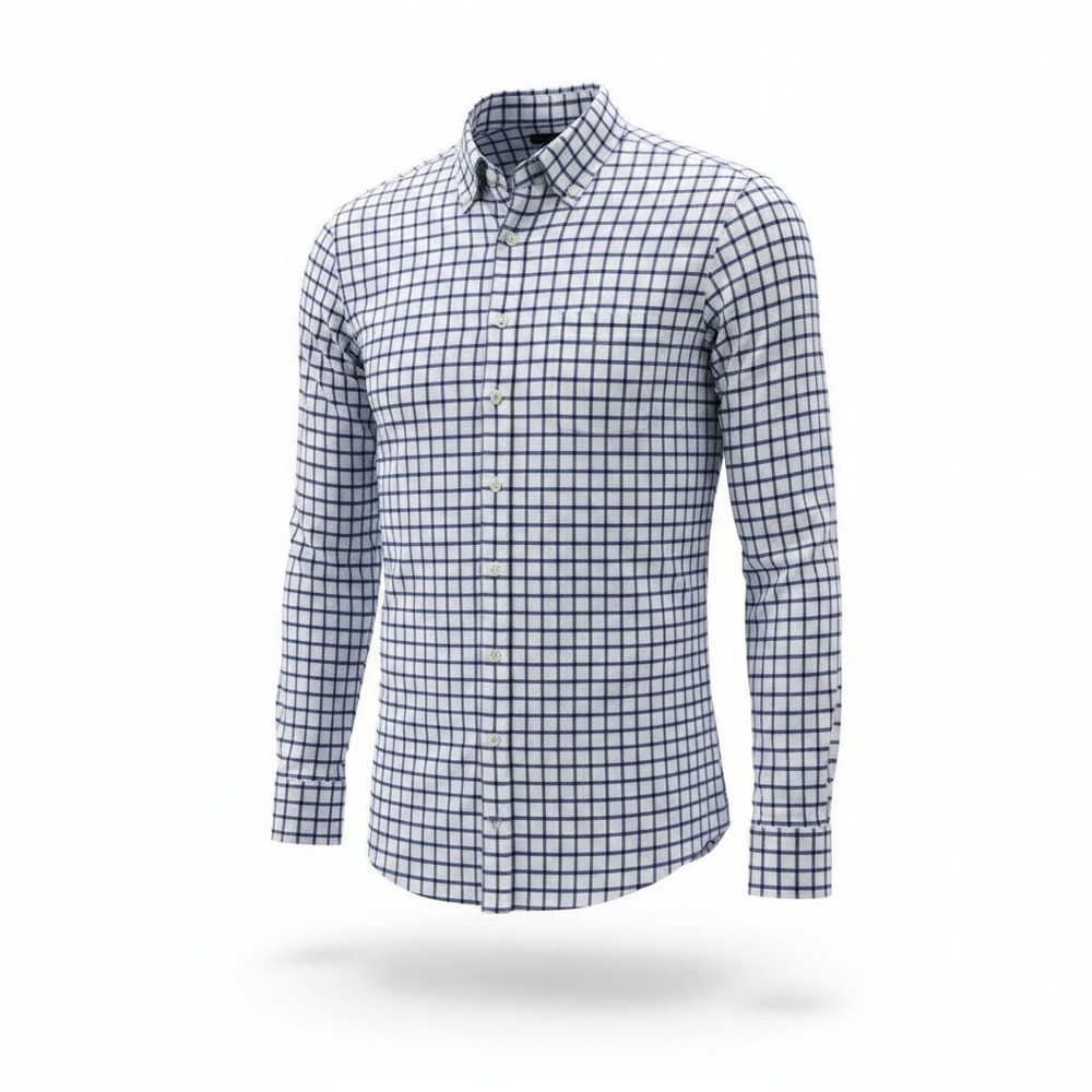 Cremieux Classic Mens 3XT Big Tall Windowpane Check Button Down Shirt Navy White